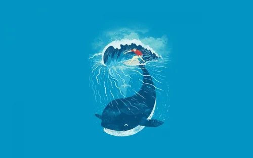 Кит Обои на телефон сине-белое изображение рыбы в воде