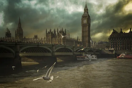 Лондон Hd Обои на телефон мост через реку с летающими птицами