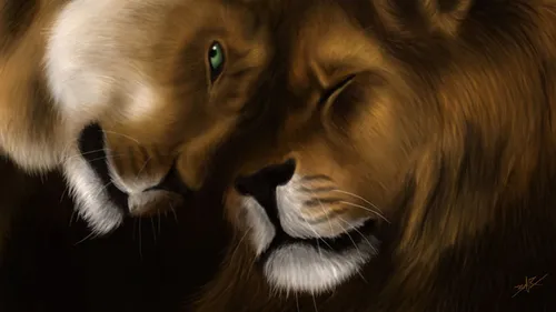 Львы Обои на телефон лев с котенком