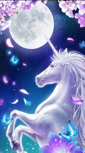 Милые Единороги Обои на телефон белая лошадь в белой шляпе и синих перьях