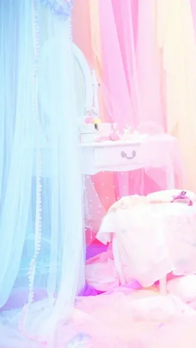 Нежные Розовые Обои на телефон кровать с розовой занавеской