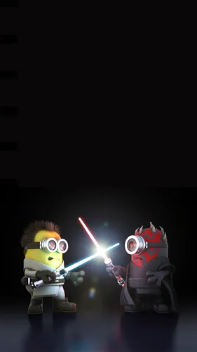 Star Wars Обои на телефон пара игрушечных роботов, держащих световой меч