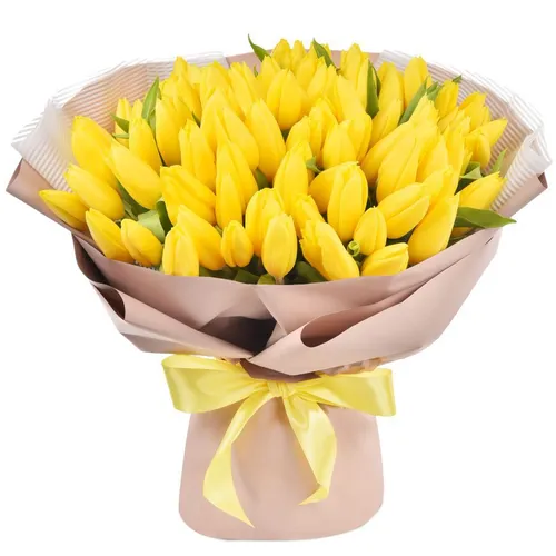Тюльпаны Фото рука, держащая букет желтых цветов