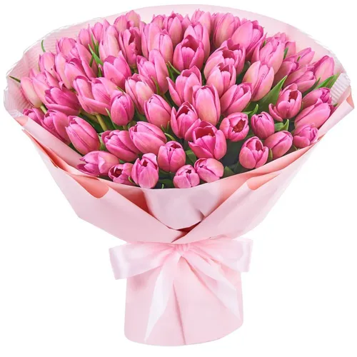 Тюльпаны Фото розовый цветок в белом банте