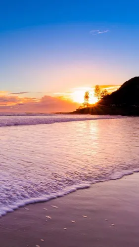 Берег Моря Обои на телефон пляж с закатом