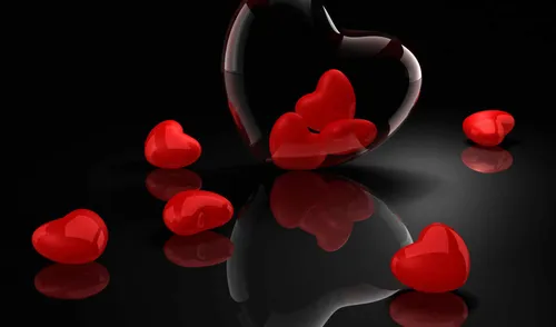 День Святого Валентина Обои на телефон красные сердечки на черном фоне