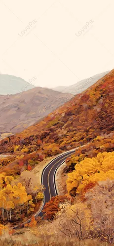 Золотая Осень Обои на телефон извилистая дорога через долину