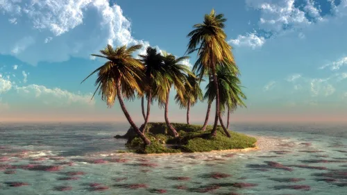 Пляж Пальмы Обои на телефон группа пальм на небольшом острове в океане