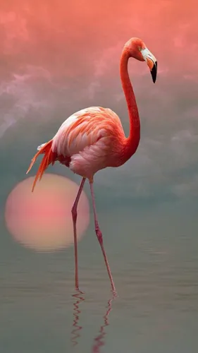 С Фламинго Обои на телефон фламинго, стоящий в воде