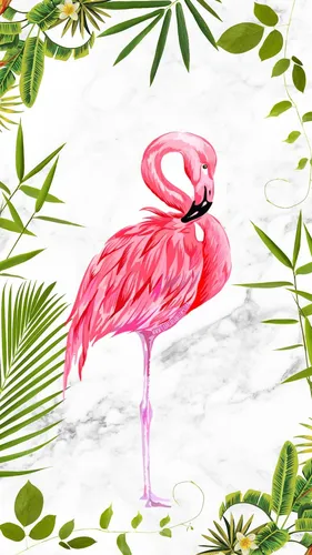 С Фламинго Обои на телефон розовая птица с длинным клювом
