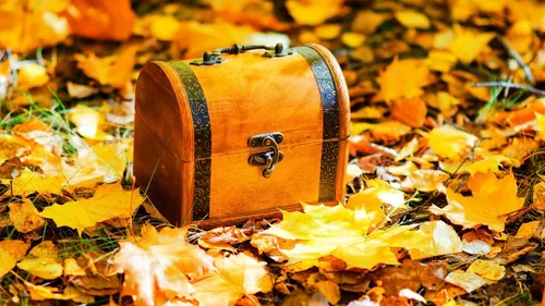 Осень Обои Обои на телефон чемодан в куче листьев
