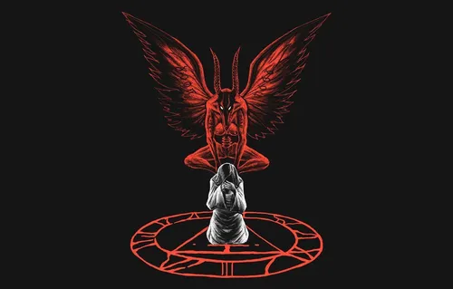 Сатанинские Обои на телефон красно-белый логотип