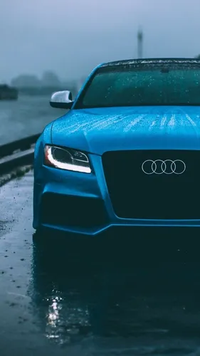 Audi Rs7 Обои на телефон автомобиль, припаркованный на мокрой дороге