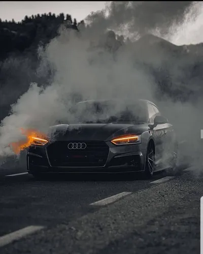 Audi Rs7 Обои на телефон черный автомобиль в огне
