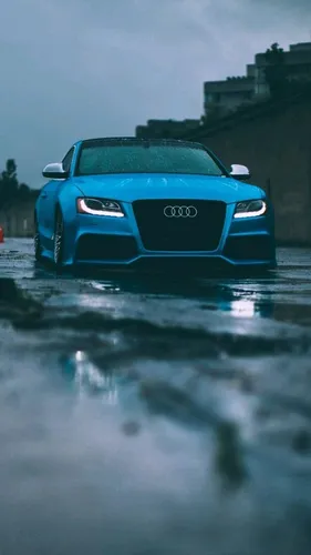 Audi Rs7 Обои на телефон синий автомобиль на мокрой дороге