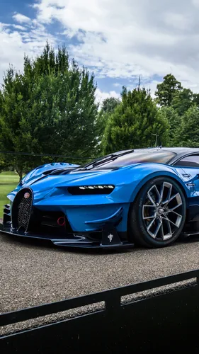 Bugatti Chiron Обои на телефон синий спортивный автомобиль