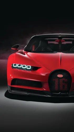 Bugatti Chiron Обои на телефон красный спортивный автомобиль