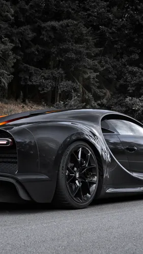Bugatti Chiron Обои на телефон черный автомобиль, припаркованный на дороге
