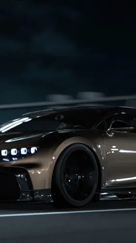 Bugatti Chiron Обои на телефон черный спортивный автомобиль