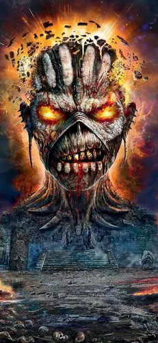 Iron Maiden Обои на телефон горит большой огонь