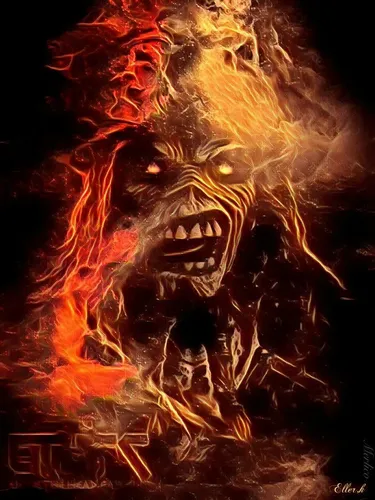 Iron Maiden Обои на телефон крупный план пожара