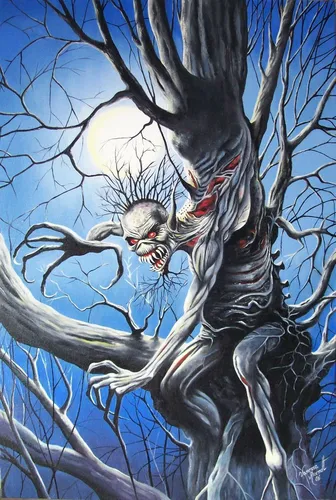 Iron Maiden Обои на телефон скелет динозавра на дереве