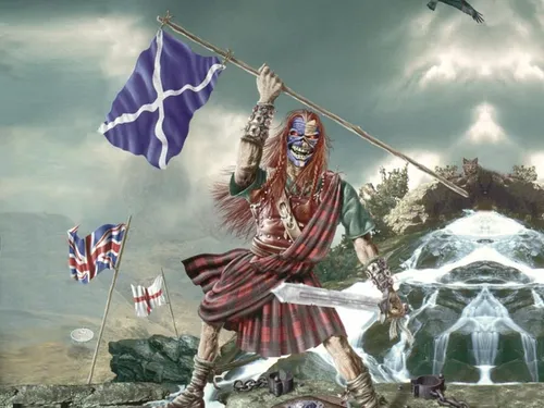Iron Maiden Обои на телефон человек в халате с мечом и флагом