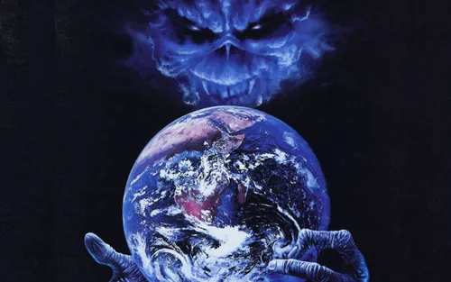 Iron Maiden Обои на телефон рука, держащая планету