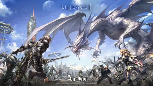 Lineage 2 Обои на телефон видеоигра с боевой сценой