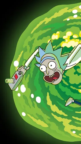 Rick And Morty Рик И Морти Обои на телефон карикатура человека, держащего меч