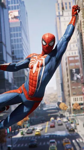 Spider Man Обои на телефон человек в одежде, держащий шест над улицей