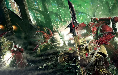 Warhammer 40000 Обои на телефон видеоигра с группой людей в доспехах и оружии