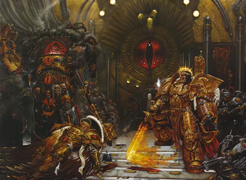 Warhammer 40000 Обои на телефон группа статуй в комнате