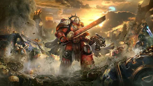 Warhammer 40000 Обои на телефон видеоигра с роботом и боевой сценой