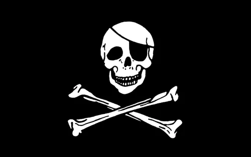 Веселый Роджер Обои на телефон скелет с ножом с черепом и костями на заднем плане