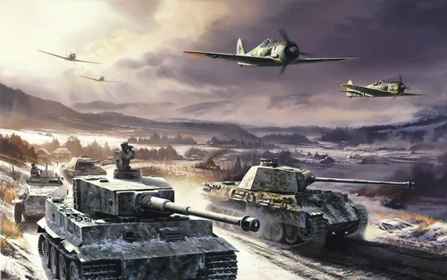 Война Обои на телефон группа военных танков и самолетов, летящих в небе