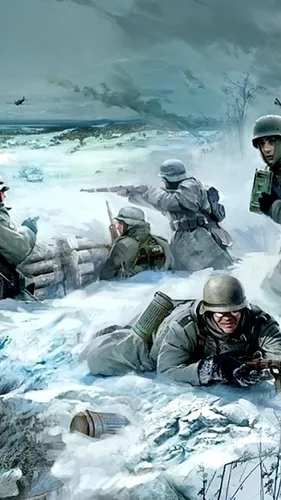 Война Обои на телефон группа солдат в снегу