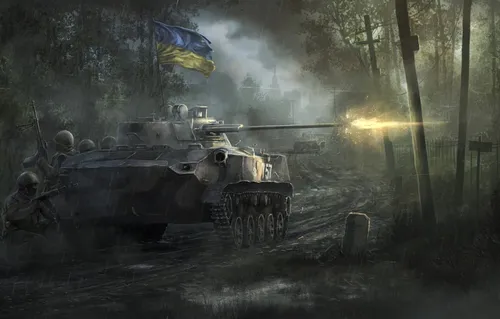 Война Обои на телефон танк, проезжающий через лес