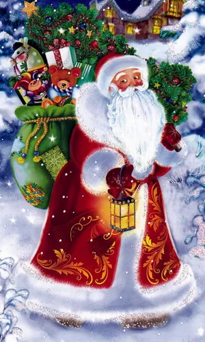 Дед Мороз Обои на телефон новогодняя елка, украшенная санта клаусом
