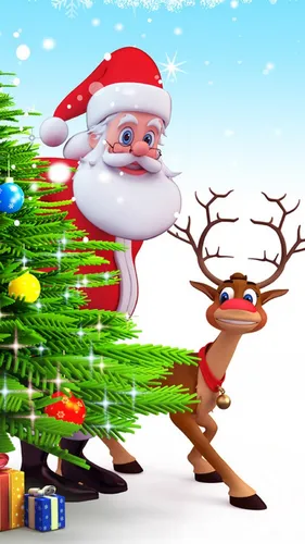 Дед Мороз Обои на телефон рождественская елка с санта клаусом