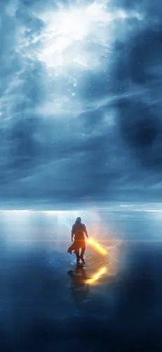 Кайло Рен Обои на телефон человек, стоящий в водоеме с огнем посередине