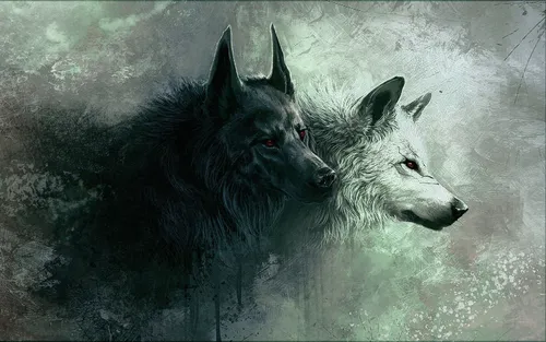 Картинки Волк Обои на телефон пара волков в снегу