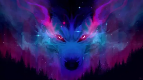 Картинки Волк Обои на телефон сине-фиолетовое существо