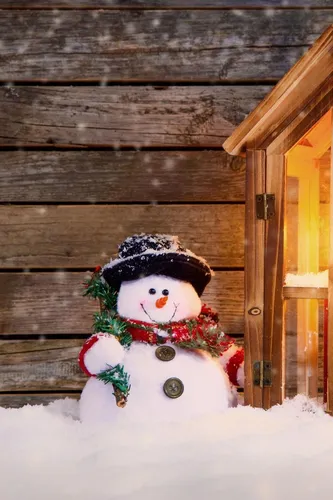 Крутые Новогодние Обои на телефон снеговик в снежной среде