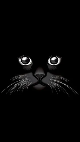 Крутые Темные Обои на телефон черно-белое изображение кошачьей морды
