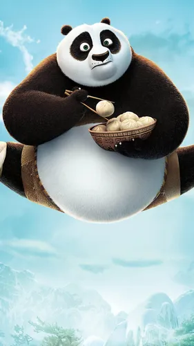 Кунг Фу Панда Обои на телефон медведь панда на корзине