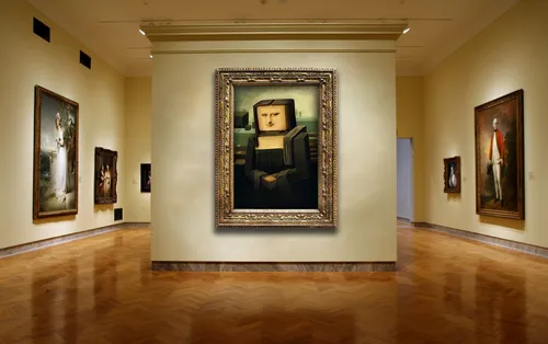 Мона Лиза Обои на телефон комната с произведениями искусства на стене