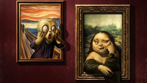 Мона Лиза Обои на телефон пара картин на стене