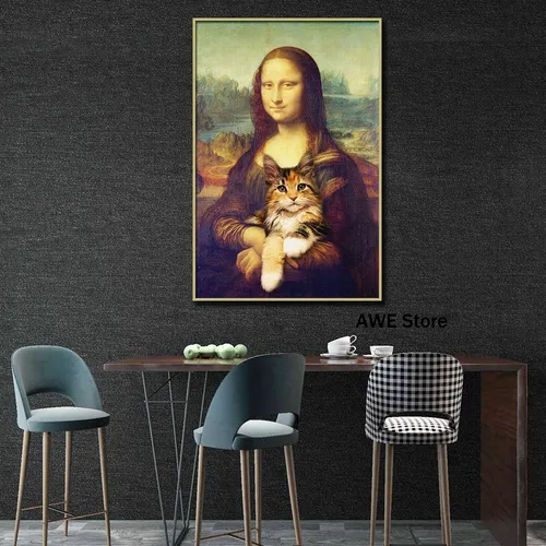 Мона Лиза Обои на телефон стол со стульями и картиной на нем