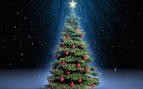 Новогодние Андроид Обои на телефон дерево со звездой на вершине